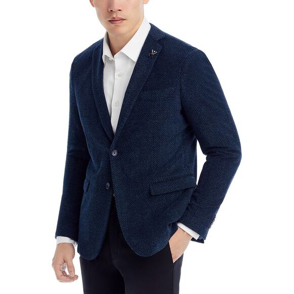 John Varvatos Star Usa Mens Slim Fit Herringbone Sport Coat...